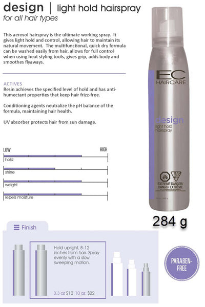 EC Design Light Hold Hairspray 284 g